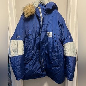 Reebok Blue and White Men's NY Giants Jacket